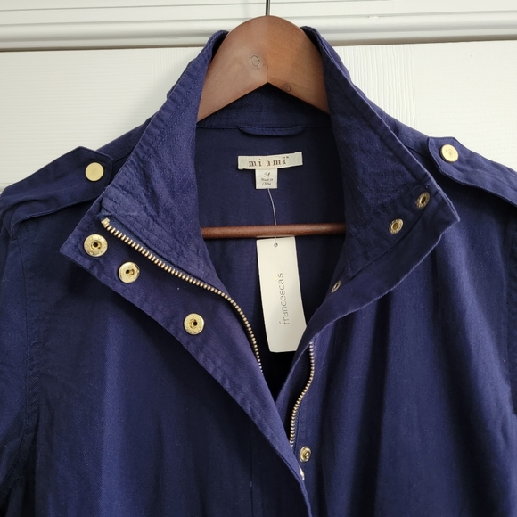 Francesca Miami Full Zip Utility Jacket, Women's, Navy Blue, Size Medium - Picture 3 of 5